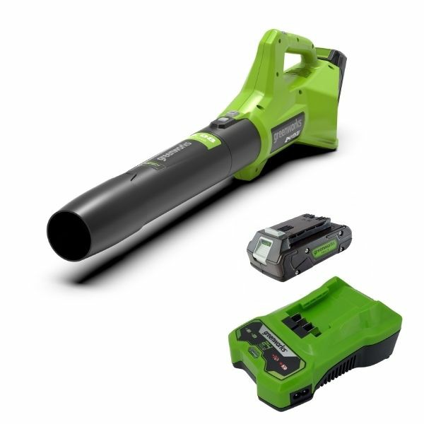 מפוח עלים GEN 2 -24V +שתי סוללות 2Ah + מטען greenworks מפוח עלים GEN 2 -24V +שתי סוללות 2Ah + מטען greenworks