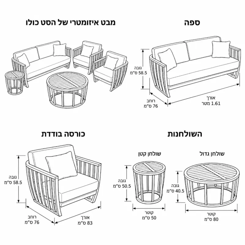 מערכת ישיבה לגינה סרי לנקה 5 חלקים מעץ שיטה ובד פוליאסטר דוחה מים מערכת ישיבה לגינה סרי לנקה 5 חלקים מעץ שיטה ובד פוליאסטר דוחה מים