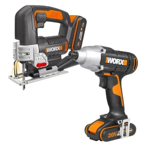 מברגת אימפקט + מסור אנכי 20V WORX WX962 כולל שתי סוללות 2.0AH