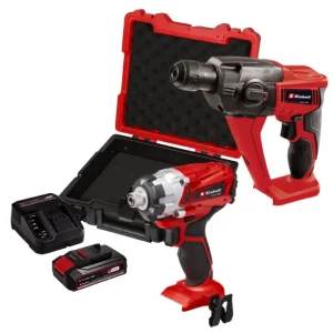 סט 18V אימפקט+פטישון+סוללה 2.5AH+מזוודה EINHELL שנתיים אחריות יבואן רשמי